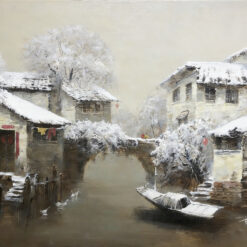 Jiangnan water town oil painting