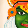 Hand-painted Indian Kathakali oil painting portrait green face dancer