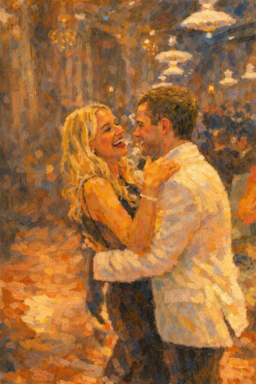 Custom Hand-Painted Wedding Oil Painting from Photo – Impressionist Couple Portrait on Canvas