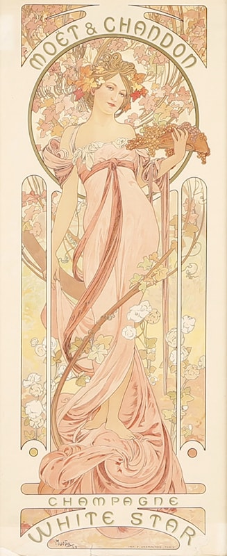 Alphonse Mucha “Moët & Chandon White Star” – Hand Painted Oil Painting | Art Nouveau Wall Art