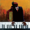 Museum Quality Master Copy: Abstract Piano Player Hand-Painted Oil Painting - Expressionist Musician Wall Art - Heavy Textured Canvas 2 Hand-painted abstract piano player oil painting reproduction with heavy texture