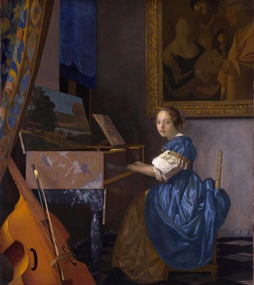 A Young Woman Seated at a Virginal – Vermeer Masterpiece Oil Reproduction
