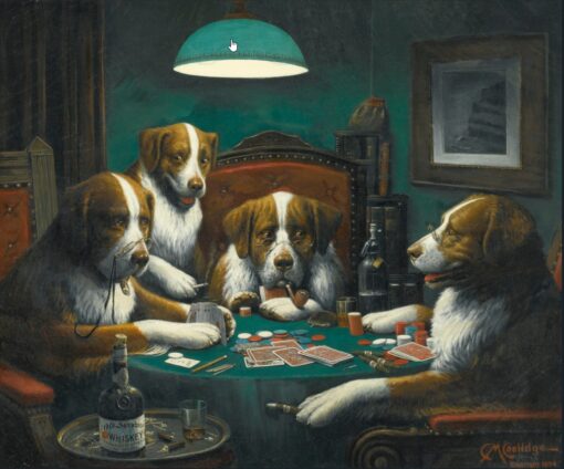 Cassius Marcellus Coolidge “Poker Game” (1903) – Hand Painted Oil Painting | Dogs Playing Poker Wall Art