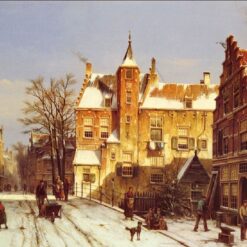 willem-koekkoek-holländisches-dorf-winter-öl-produktion-dafen