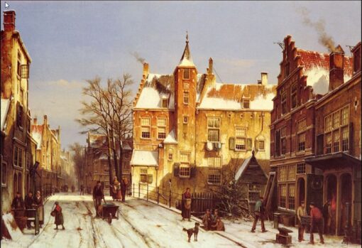 Willem Koekkoek: A Dutch Village In Winter | Museum-Quality Hand-Painted Oil Reproduction