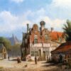 Willem Koekkoek peinture d'architecture hollandaise, reproduction de paysage de style vieux maître, huile sur toile de réalisme romantique.