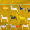 Modern Abstract "Golden Spirit" Horse Painting – Vibrant Naive Style Hand-Painted Oil on Canvas
