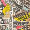 Urban Fragments" – Hand-Painted Abstract Collage Oil Painting | Typography & Torn Paper Style Canvas Art 1 Hand-painted abstract oil painting resembling torn paper collage and typography