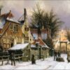 Willem Koekkoek Dutch town snow street hand-painted oil reproduction