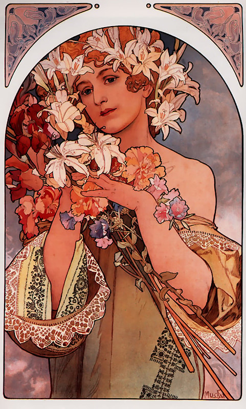Alphonse Mucha “Flower” (1897) – Hand Painted Oil Painting Reproduction | Art Nouveau Floral Wall Art