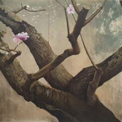 Magnolia Branch & Pendulum on Gold Leaf Texture