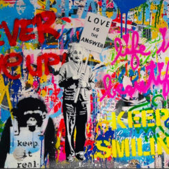 Graffiti collage oil painting reproduction wall art for modern living room and creative interior decor