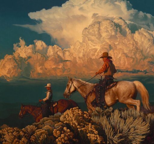 Museum-Quality Hand-Painted Oil Painting Copy “Riders of the Golden Sky” From Dafen Village Oil Painting Studio