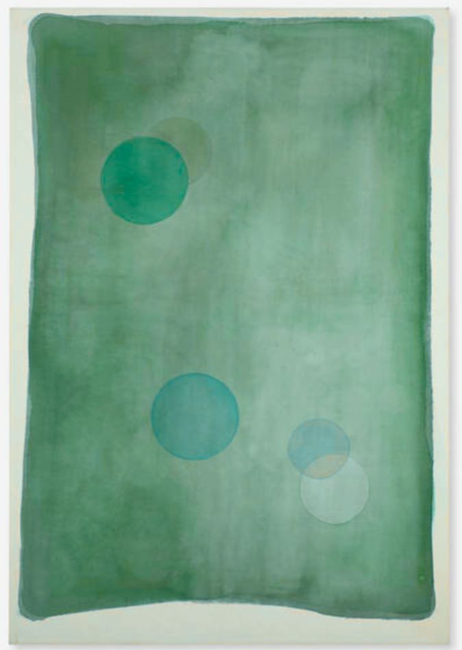 Emergence of the Spheres – Hand-Painted Minimalist Green Abstract Watercolor Art