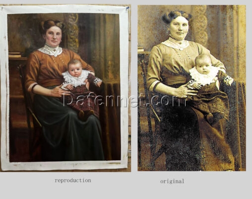 Custom Hand-Painted Portrait Commission: From Vintage Photo to Classic Art 🎨 oil painting by Dafen Oil Painting Village Studio