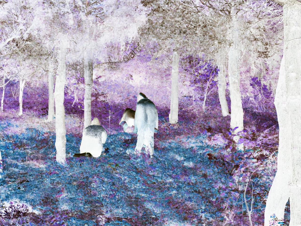 Surreal Forest Scene • Dreamy Purple & Blue Tones • Original Oil Painting