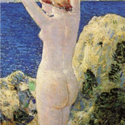 Nude on the Cliffs (After Childe Hassam) – Hand-Painted Impressionist Oil Painting