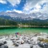 Museum-Quality Hand-Painted Oil Painting of Eibsee Lake & Zugspitze, Germany | Custom Alpine Landscape Art for Home Decor oil painting by Dafen Oil Painting Village Studio