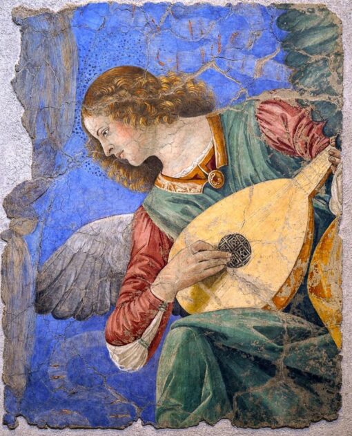 Hand-Painted Melozzo da Forlì: An Angel Playing the Lute | Museum-Quality Oil Painting Reproduction