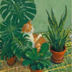 cat oil painting, orange cat wall art, hand painted cat canvas