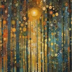 Hand-Painted Klimt-Inspired Enchanted Forest Oil Painting – Museum Quality Symbolist Landscape Wall Art