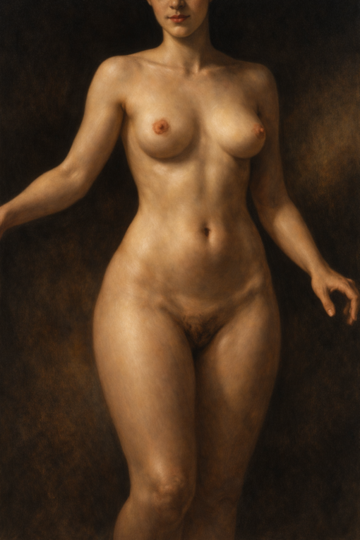 Classical Grace: Full-Length Standing Nude – Museum Quality Hand-Painted Oil on Linen