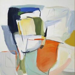 Hand-Painted Modern Abstract Geometric Oil Painting, Contemporary Color Block Canvas Art, Original Mid-Century Style Wall Decor for Living Room, Office, Gallery