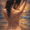The Golden Hour – Museum-Quality Nude Figure Oil Painting on Sunset Beach (Hand-Painted by Dafen Masters)