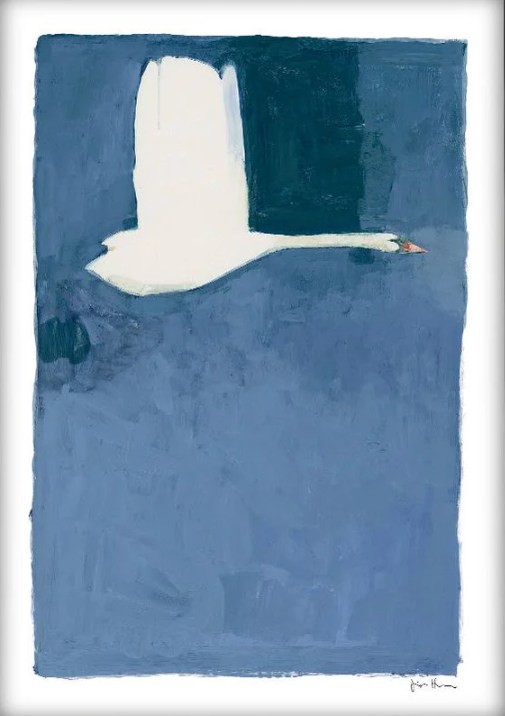 Museum-Quality Hand-Painted The Swan by Jörgen Hansson | Minimalist Abstract Swan Wall Art Reproduction
