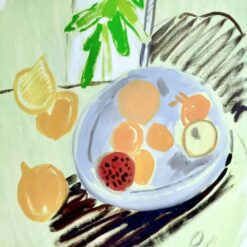Vibrant Still Life Oil Painting, Hand-Painted Fruit Bowl Artwork, Modern Kitchen Wall Decor