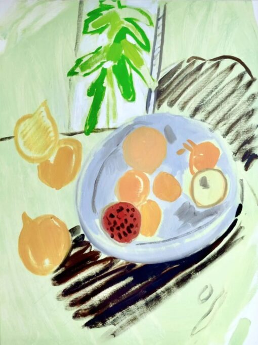 Vibrant Still Life Oil Painting, Hand-Painted Fruit Bowl Artwork, Modern Kitchen Wall Decor