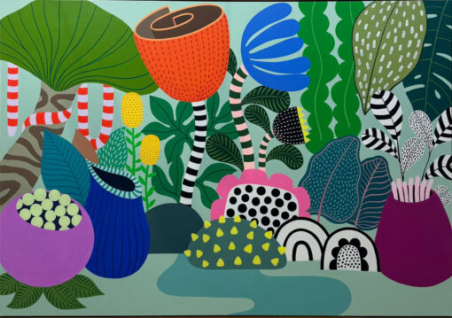Whimsical Jungle Symphony” – Museum-Quality Hand-Painted Modern Botanical Oil Painting Reproduction