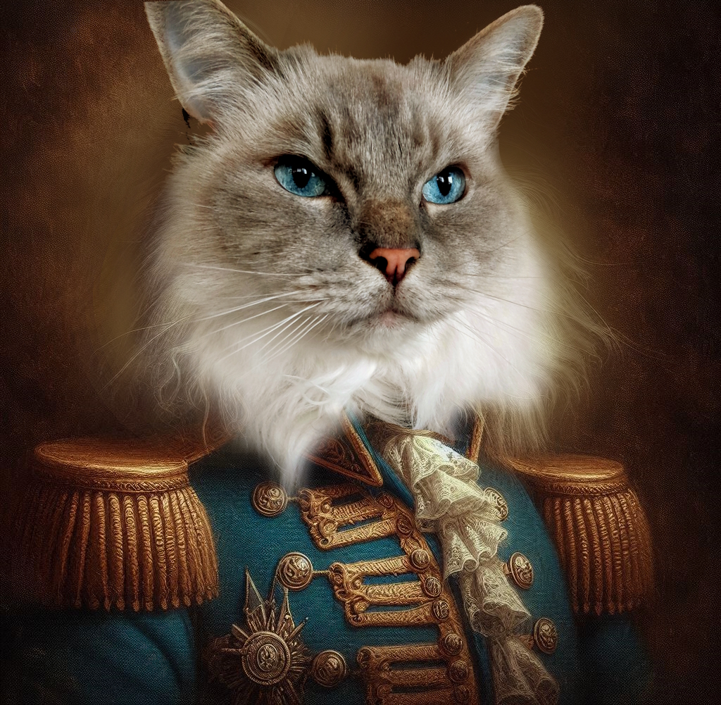 Royal Commander Custom Pet Portrait | Vintage Military Uniform Pet Canvas | Personalized Pet Art Gift