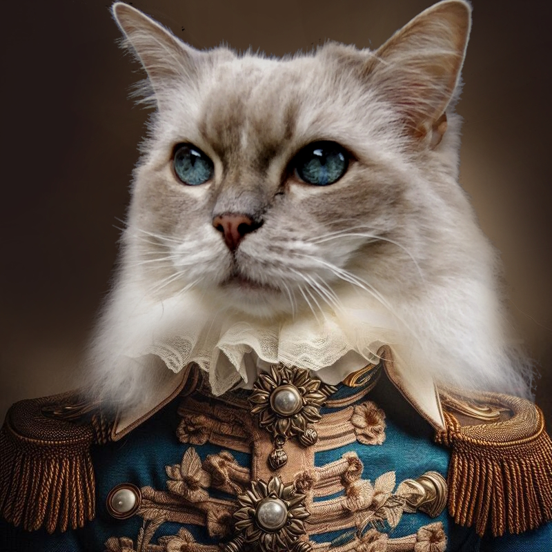 Royal Custom Pet Portrait | Renaissance General Canvas | Personalized Pet Gift