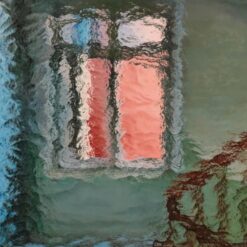 Contemporary Abstract Window Oil Painting – Textured Glass Ripple Effect Hand-Painted Canvas