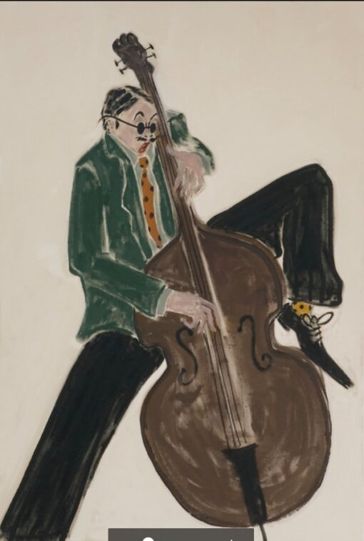 Product Title: Jack Penny – “The Bass Player” (2024) – Hand-Painted Oil & Acrylic Reproduction