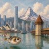Surrealist Global Landmarks Fantasy Landscape Oil Painting | Hand-Painted Custom Art Featuring Sydney Opera House, Matterhorn & Marine Wonders | Museum-Quality Linen Canvas 1 Surrealist Global Landmarks Fantasy Landscape Oil Painting | Hand-Painted Custom Art Featuring Sydney Opera House, Matterhorn & Marine Wonders | Museum-Quality Linen Canvas oil painting by Dafen Oil Painting Village Studio