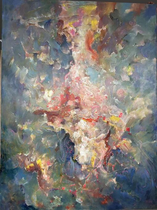 Nebula Vision – Original Abstract Oil Painting, Hand-painted Celestial Art on Linen Canvas