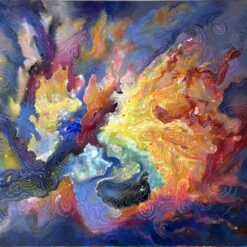 Original Abstract Galaxy Oil Painting by Guanzhong Artworks