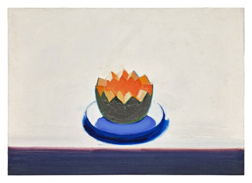 Cut Melon on Blue Saucer – Premium Hand-Painted Oil Reproduction