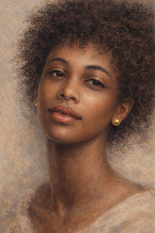 Hand-Painted African American Female Portrait Oil Painting – Contemporary Realism Wall Art