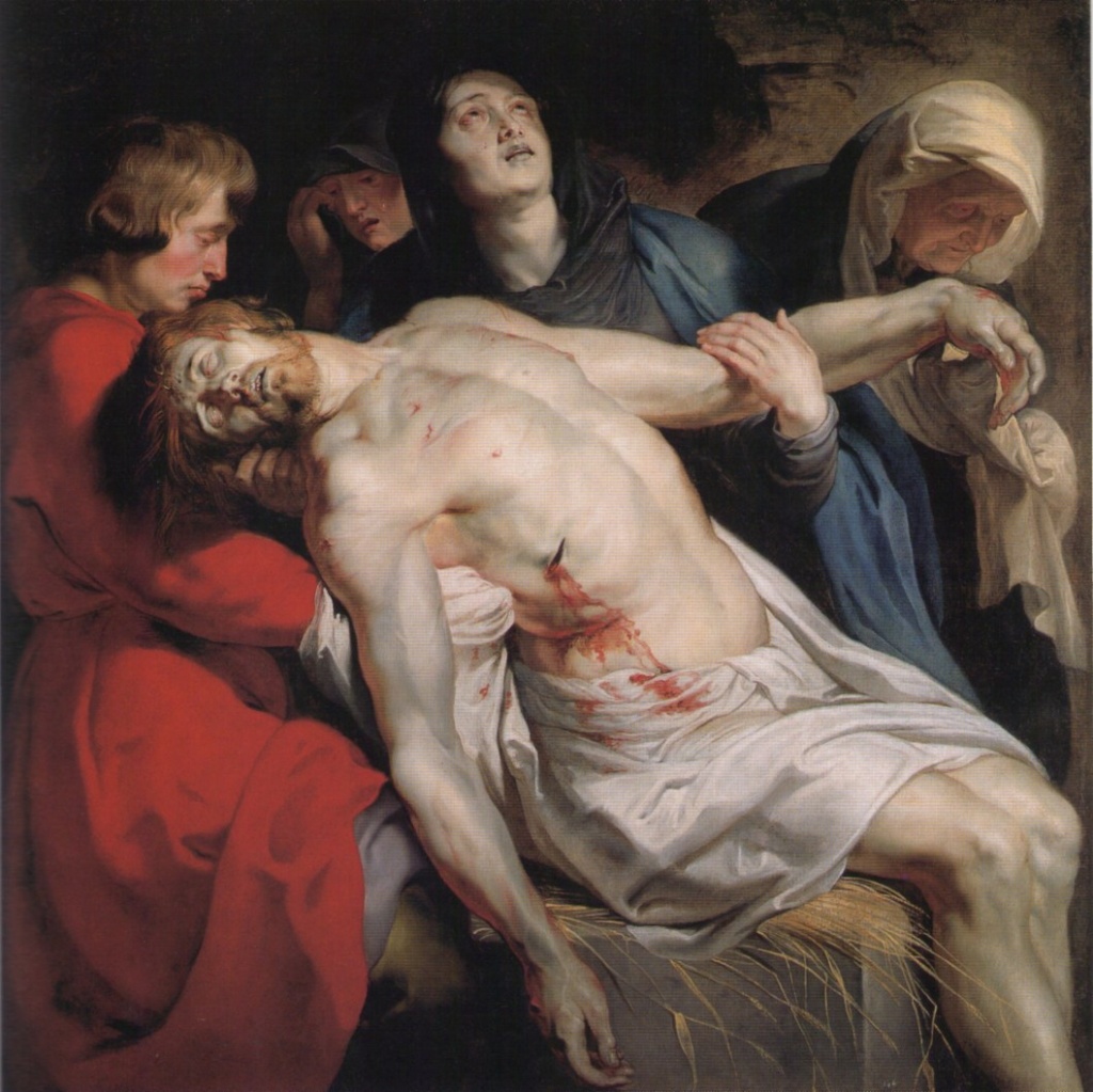 Hand-Painted Lamentation of Christ Oil Painting – Baroque Religious Art