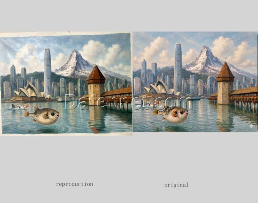 From Pixels to Pufferfish: I Turned a Wild AI Image into a Museum-Quality Oil Painting oil painting by Dafen Oil Painting Village Studio