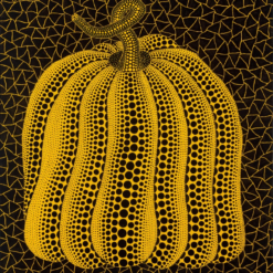 Hand-painted Yayoi Kusama yellow and black pumpkin oil painting reproduction on canvas