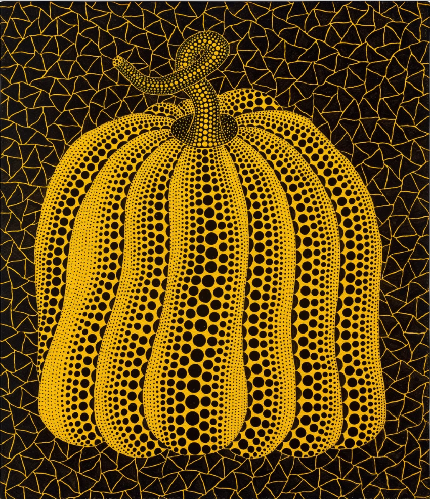 Hand-Painted Yayoi Kusama Yellow Pumpkin Oil Painting Reproduction on Canvas