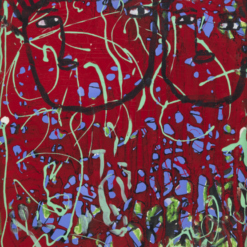 Janet Sobel, Untitled Faces, Red Abstract Painting