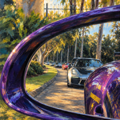 Hand-Painted Porsche Sports Car Rally Impasto Oil Painting - Luxury Automotive Canvas Art
