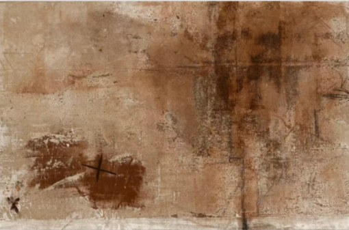 Earthy Sepia Abstract Oil Painting on Raw Linen – Hand-Painted Wabi-Sabi Wall Art