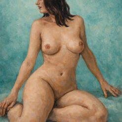 Hand Painted Seated Female Nude Figurative Oil Painting | Realism Figure Canvas Art | Dafen Village Studio
