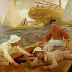 Hand painted oil painting reproduction of The Missionary Boat 1894 by Henry Scott Tuke on linen canvas
